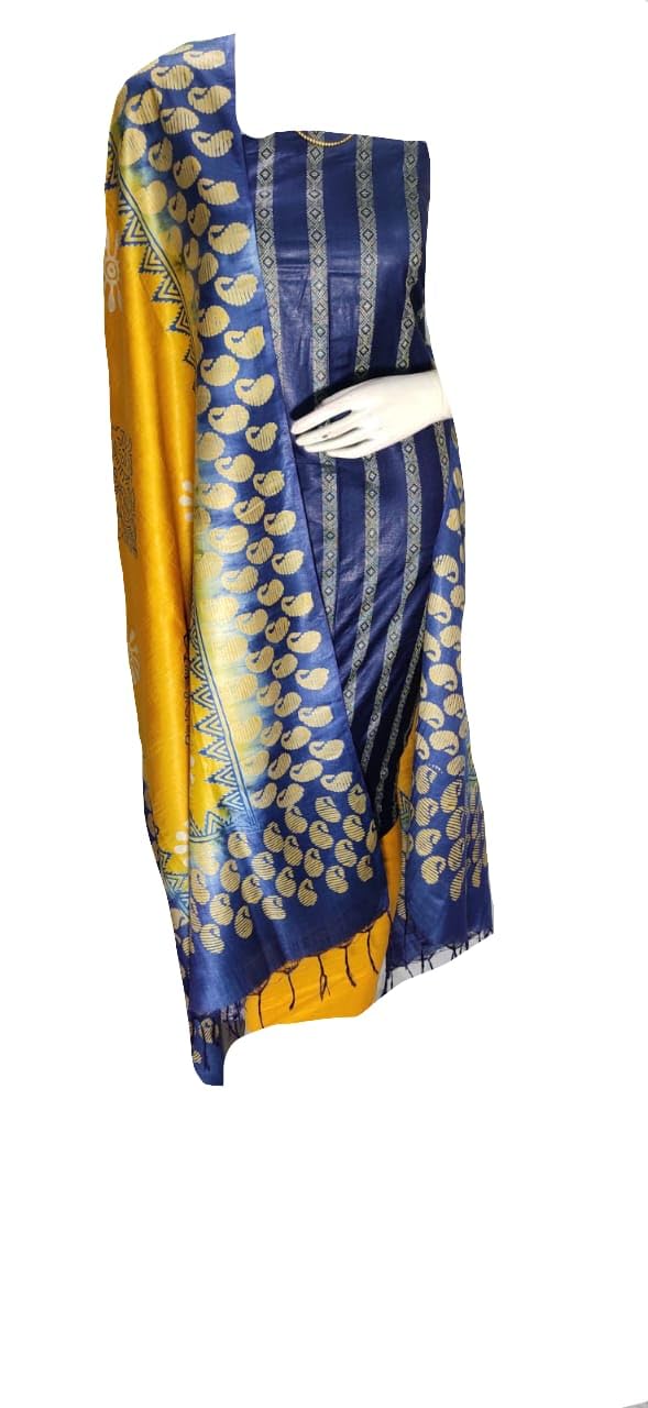 SMA Creation Women Unstitched Katan Slub Dovi Weaving Silk Suit Dress Material Salwar suite For women & Girls Top 2.5 mtr Bottom2.5mtr & Dupatta 2.5mtr(SMA1100) (Onion & firozi)-image-18