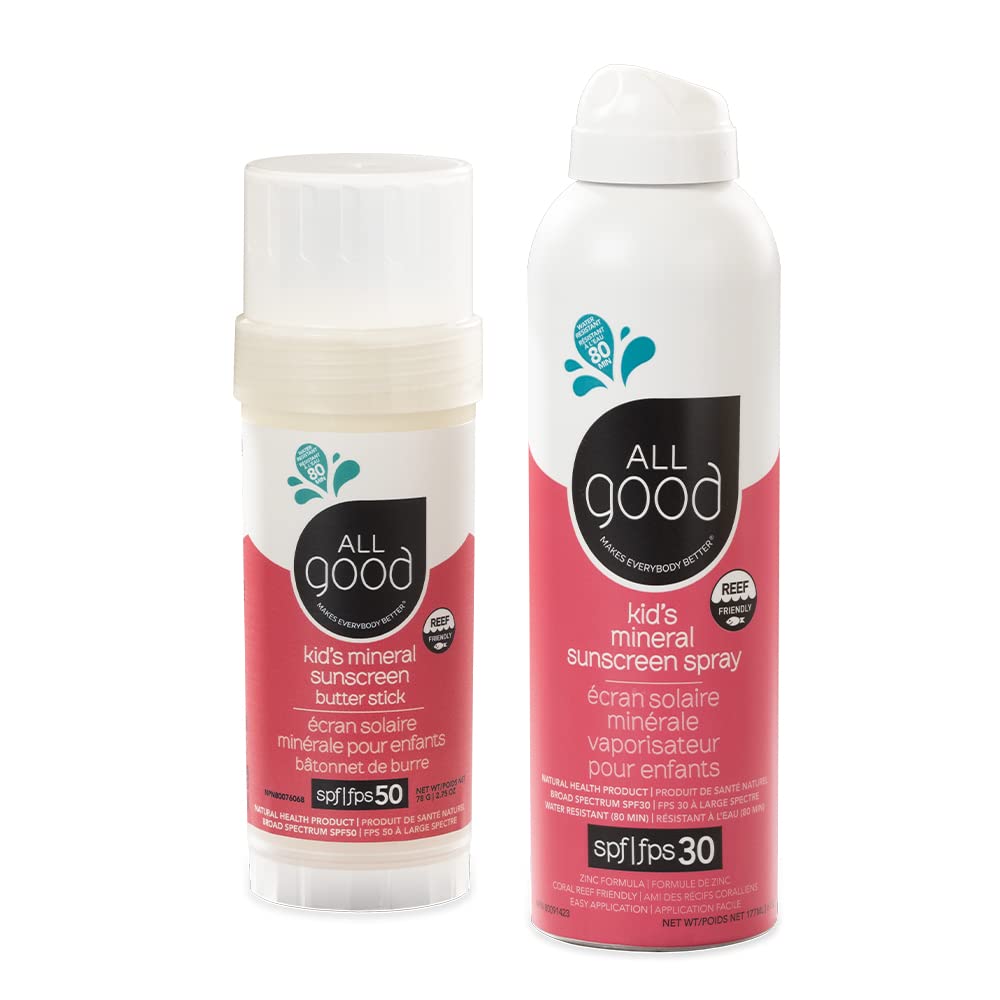 All Good Baby Kids Mineral Face Body Sunscreen - UVA UVB Broad Spectrum Coral Reef Friendly Water Resistant
