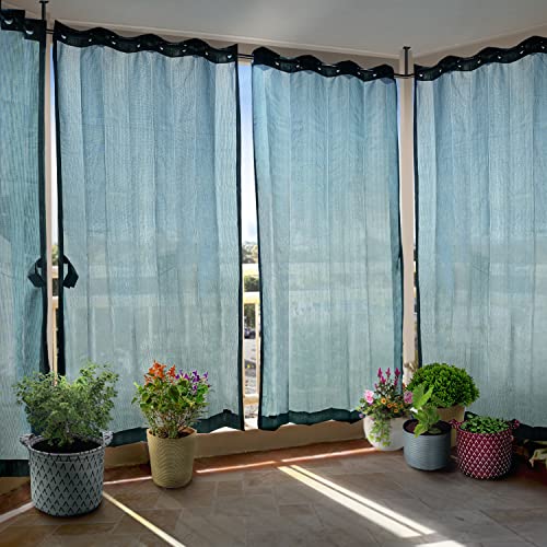 Image of HIPPO 150 GSM Outdoor Sun Blocking Balcony Eyelet /Grommet Curtains Sun & UV Protection, Light Filtering 4.5FTX8FT Door Curtain (Cool-Blue)