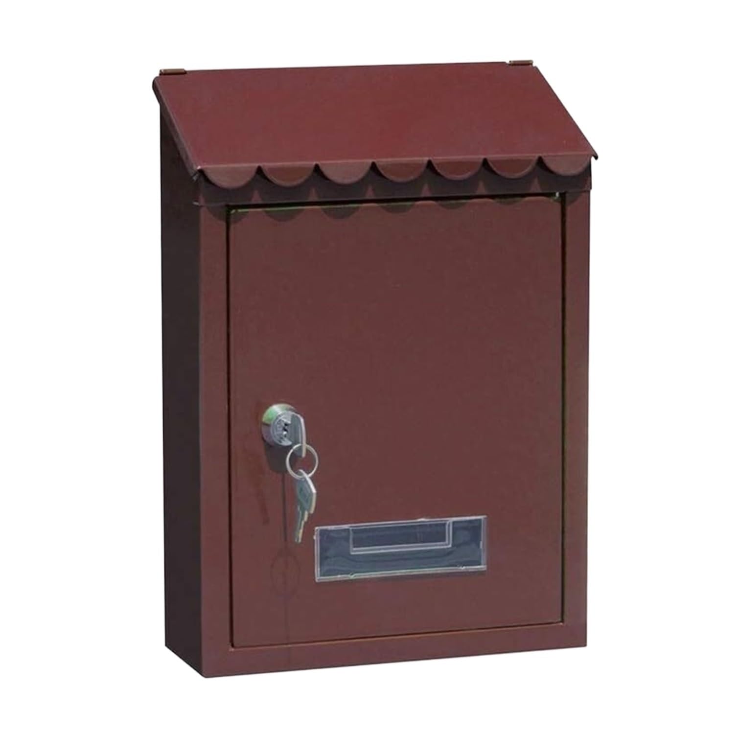 letter box, Outdoor Lockable Metal Mailboxes Wall Mounted Mail Box Post With Key(Red Brown)