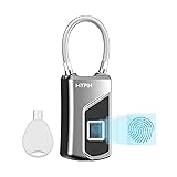 Fingerprint Lock with Key Backup, Smart keyless Waterproof Fingerprint Padlock Ideal for Gym, Door, Suitcase, Luggage Backpack, Bike, Office