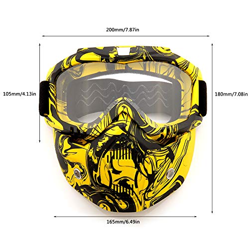 Sposune Motorcycle Goggles Detachable Face Mask, Atv Dirt Bike Paintball Goggle Anti-Scratch Uv400 Eyewear For Men Women #TOP4