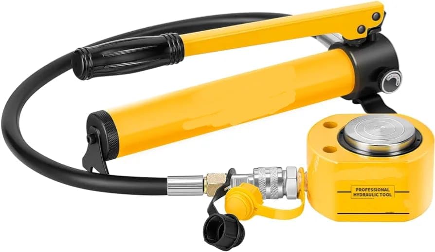 20 ton Low Profile Hydraulic Jack Porta Power Kit + CP-180 Manual Hydraulic Hand Pump, Industrial Mini Hydraulic Cylinder, Stroke 0.47” (20T Hydraulic Jack + cp-180 Pump)