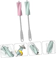 Vista 3 de Juego de 2 cepillos para biberón, cepillo de limpieza de silicona y polipropileno con mango antideslizante, mango largo para limpieza profunda