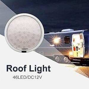 Plafoniera a LED, 12V Car Dome Lampada da tetto interna per camper Caravan Camper RV Trailer Truck Veicolo con 46 luci a LED, bianco - immagine 5