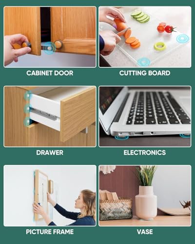 ONUEMP 304pcs Cabinet Door Bumpers Clear, Adhesive Rubber Feet Silicone, Sound Dampening Door Slam Stopper Non Slip Furniture Pads Wall Protector for Cutting Board, Drawers, Glass Cabinet
