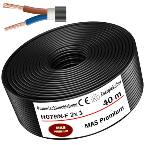 Cable H07RN-F 2x1 mm² flexible y resistente de 40m para alimentar equipos pesados