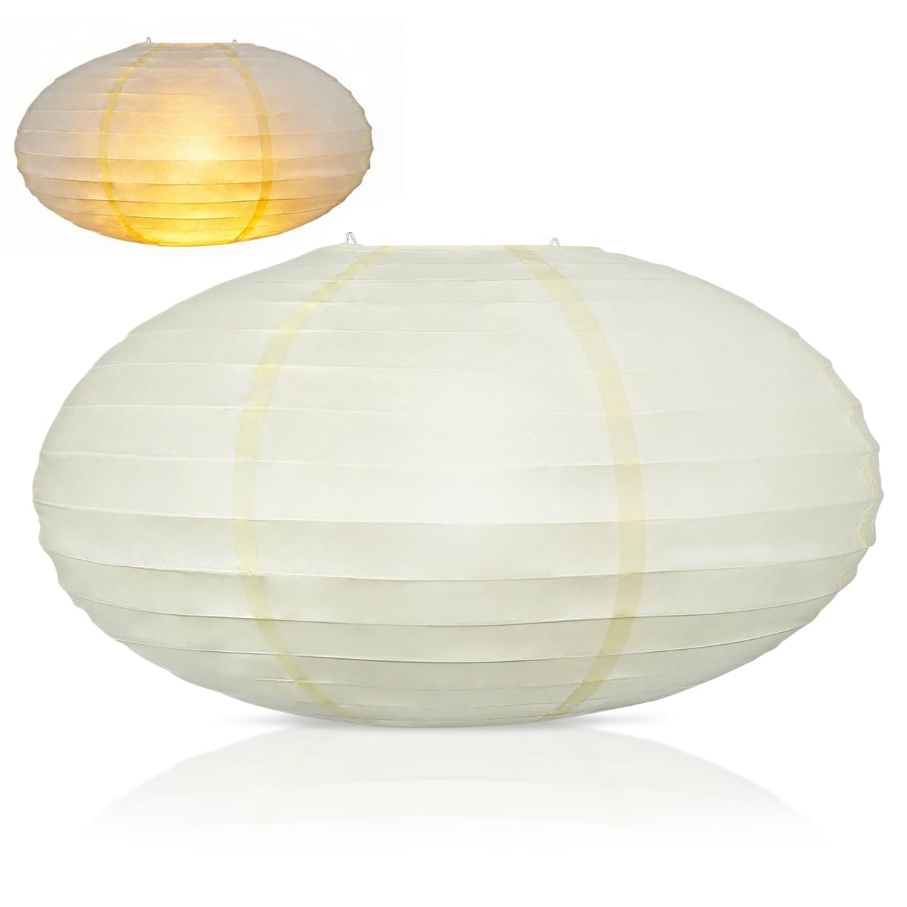 Veemoon Paper Lantern Lampshade Oval Foldable Hanging Lamp Shade for Home Party Ceiling Light Cover 15.75X15.75X8.66In