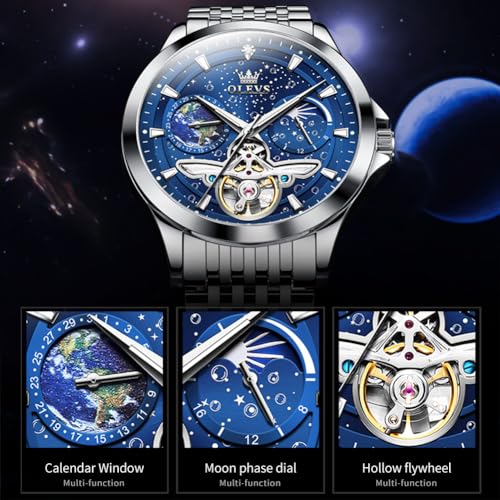Image of OLEVS Watches for Men Automatic Self Winding Luxury Dress Big Face Wrist Watches