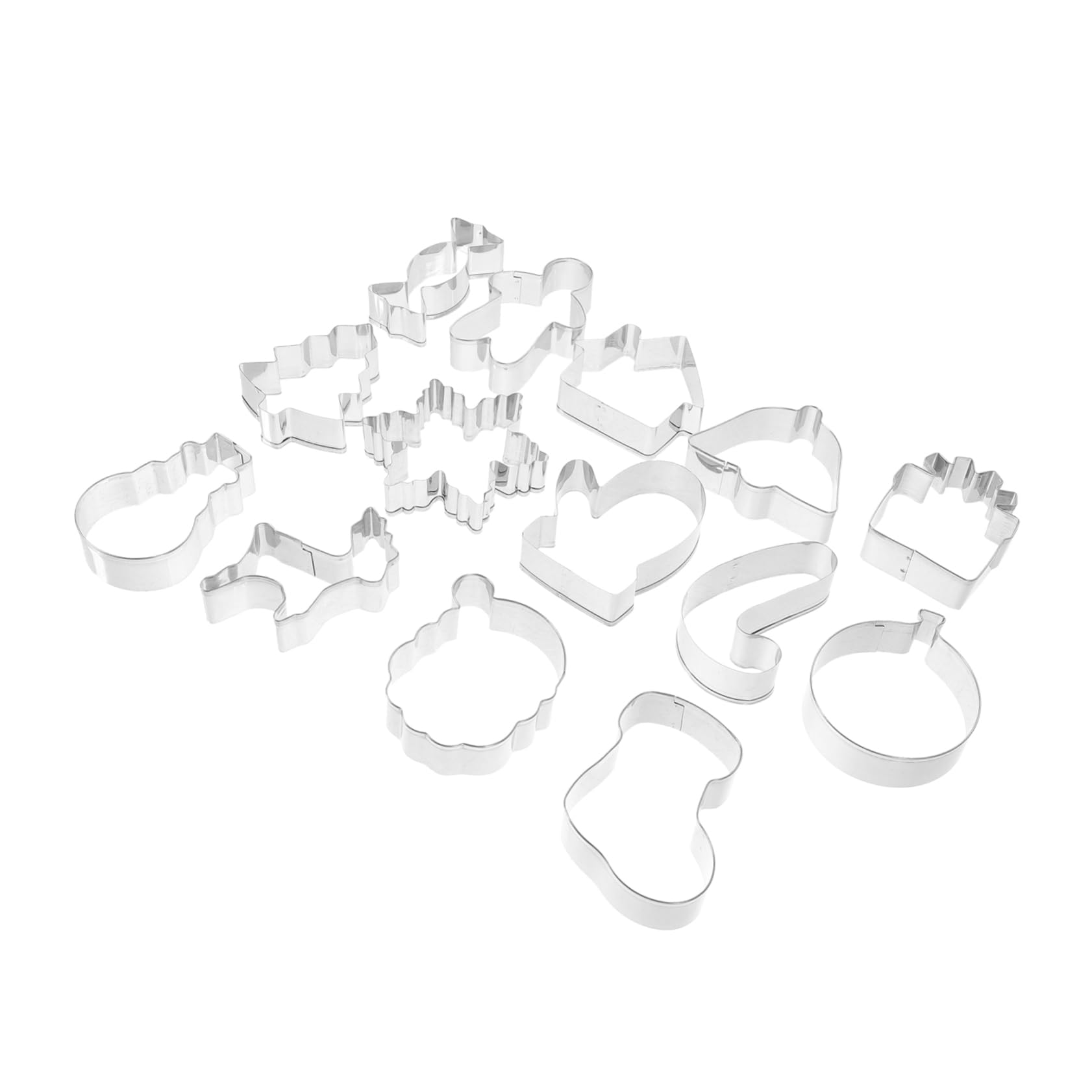 Cabilock 2 Juegos Traje De Navidad Equipo Cortadores De Galletas De Halloween Pan De Jengibre Galleta Estrella Cortadores De Galletas De Navidad Moldes Acero Inoxidable Silver 14 Uds * 2