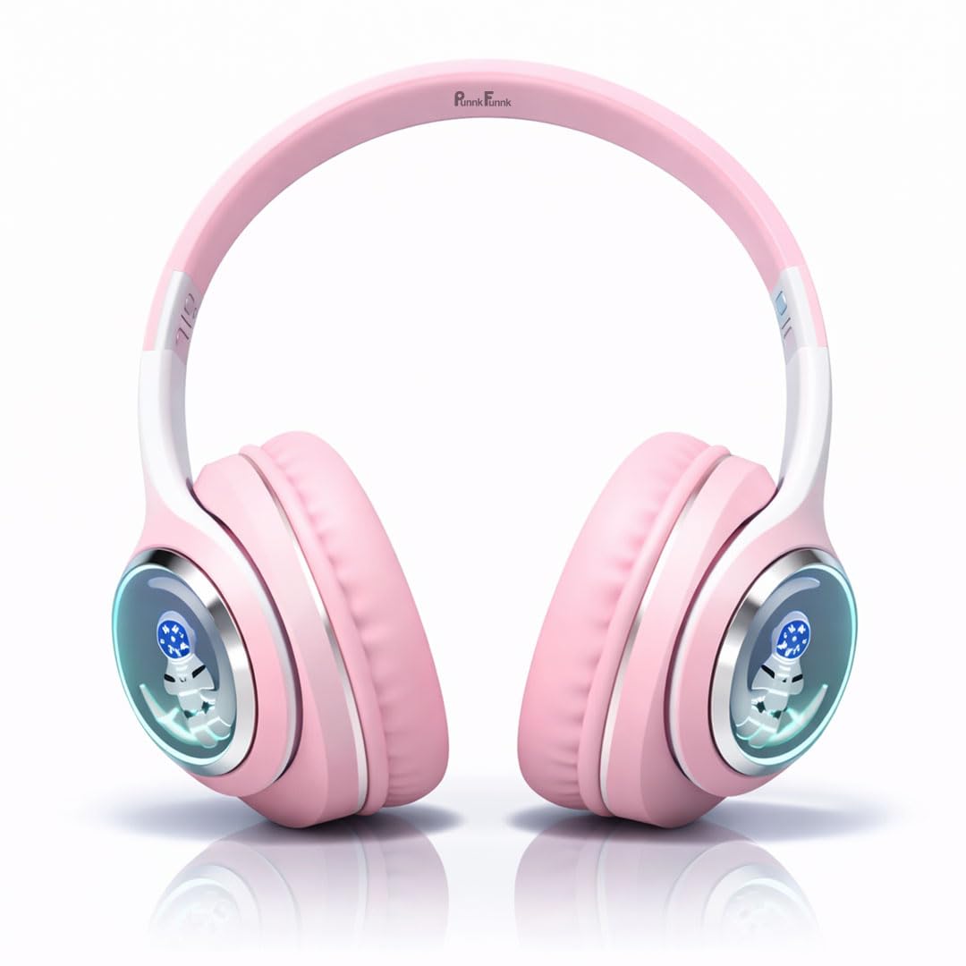 PunnkFunnk Astro Junior Wireless Bluetooth Headphones with BT 5.3, Noise Cancelling, Hi-Res Audio, 40mm Drivers, Deep Bass, Memory Foam Ear Cushions, Over-Ear Headset for Kids, Teens & Adults (Pink)-image-38