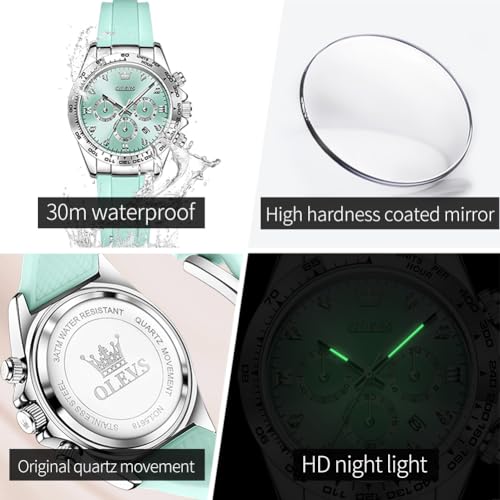 Image of OLEVS Luxury Diamond Small Female Watches - Stainless Steel Bracelet, Waterproof Business Dress Analog Luminous Date Ladies Watches