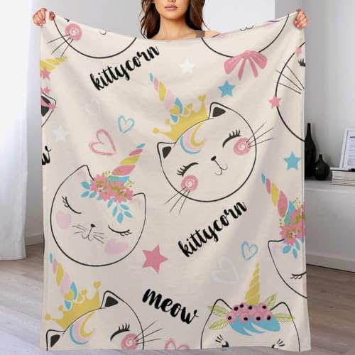 Couverture polaire chat licorne contre le froid sur canape et lit - 6