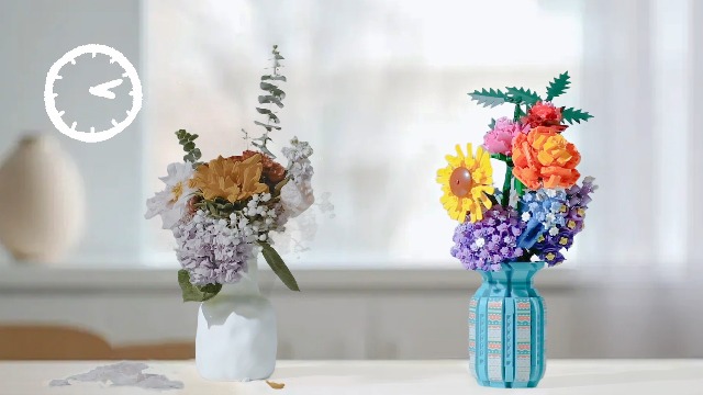 Flowers Bouquet Building Blocks Set with Vase 1853PCS, Botanical