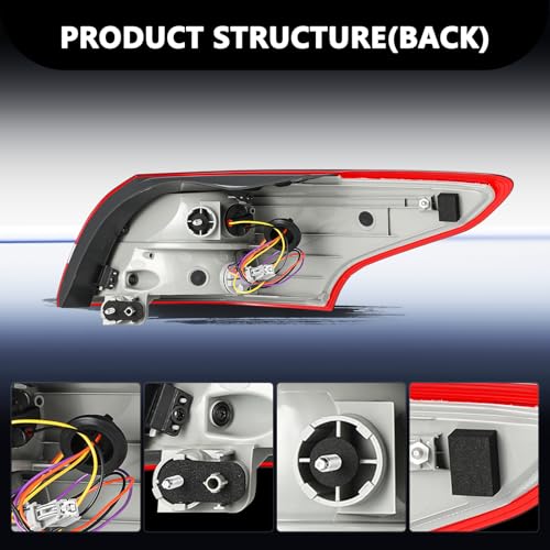 Image of Aosky Halogen Taillight Assembly Fit for 2015 2016 2017 2018 Ford Focus | Sedan Rear Tail Light Brake Signal Lamp with Bulbs Left Driver Side&Right Passenger Side