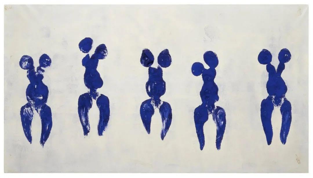 Matvsd Kohecs Five Blue by Yves Klein Poster and Prints Yves Klein Wall Art Abstract Picture Monochrome Blue Canvas Painting for Bathroom Decor 100x50cm Frameless