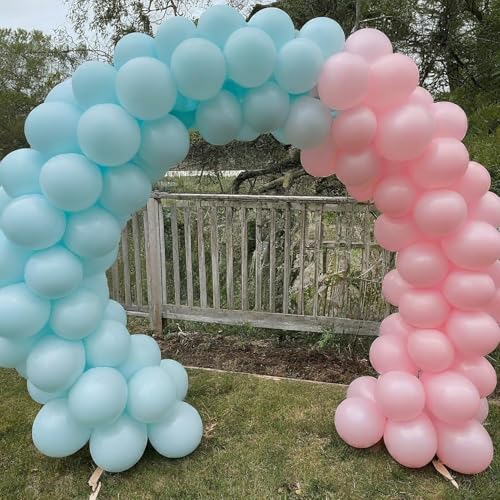 Image of Regular Balloon Combo For Decoration with Glue Dots & Balloon Arch Strip - Party Decor Set For Easy Party Setup (BLUE PINK, 50)