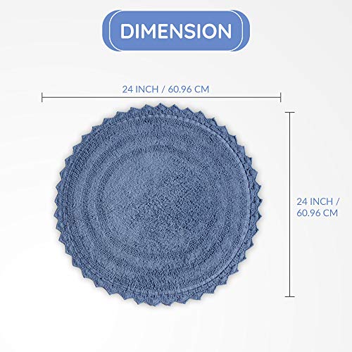 Oceaanblauw Ronde Badmat 24 Inch Grote Katoenen Badkleed Voor Keuken Woonkamer Zachte En Dichte Stapel Hoofd Shabby Chic… - Image 7