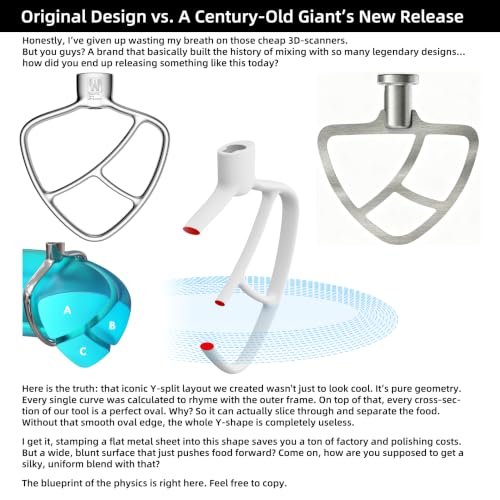 Image of QAP Stainless Steel Flat Beater Fits KitchenAid 4.5 5 QT Tilt Head | Fits K45SS KSM150 KN15 KSM90, for smooth efficient blending and mixing, easy clean and dishwasher safe