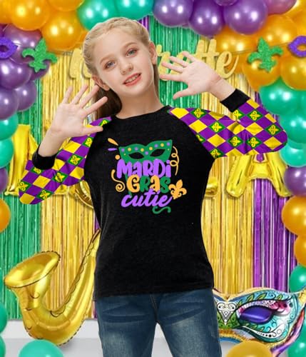 Image of Remimi Girls Thanksgiving Shirts Buffalo Plaid Raglan Tee Cute Turkey Holiday Party Long Sleeve Tshirt 5-14 Years