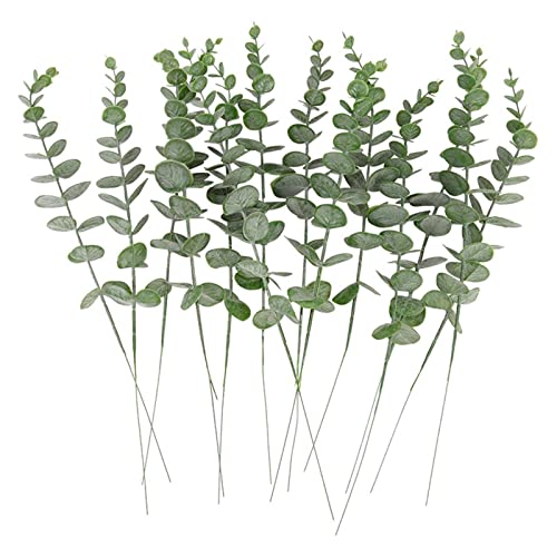RLVYTA Plantas Decorativas 6/12/18 Uds Hojas de eucalipto Artificiales Planta Falsa para la decoración del jardín del hogar Corona de Flores Planta Artificial(6pcs)