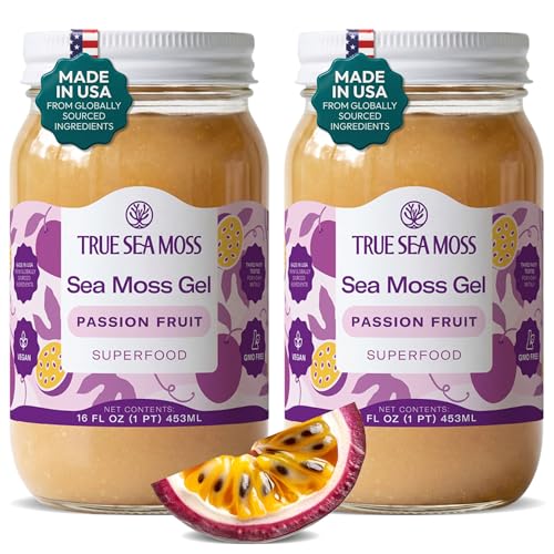 True Sea Moss – Sea Moss Gel – Passion Fruit, Pack of 2 (Labels may Vary)