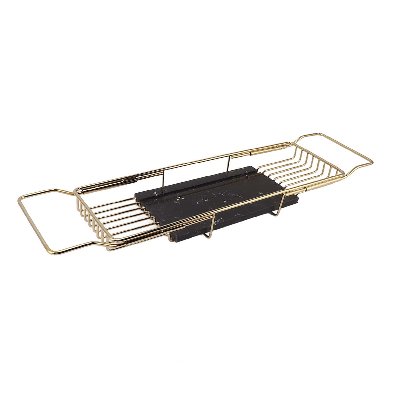 Bandeja de acero inoxidable para bañera con lados extensibles para organización del baño, diseño elegante para guardar lo esencial y mejorar la relajación