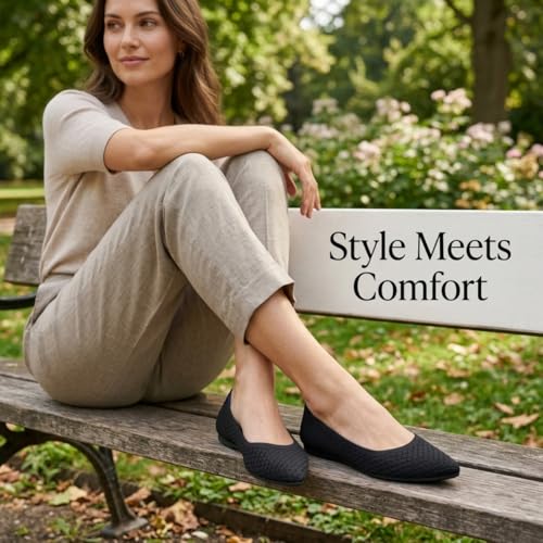 Image of Frank Mully Womens Pointed Toe Flats Knit Dress Shoes Comfort Women Shoes Softable