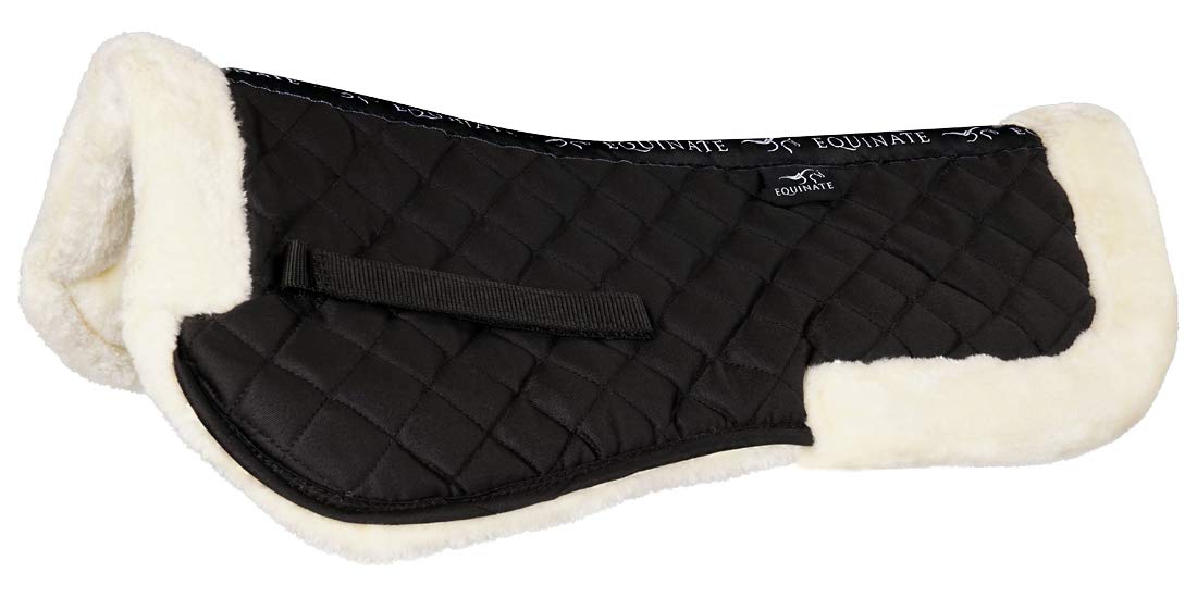 Equinate Sidney Coussin de selle rembourré avec peau d'agneau synthétique Cheval poney M Noir