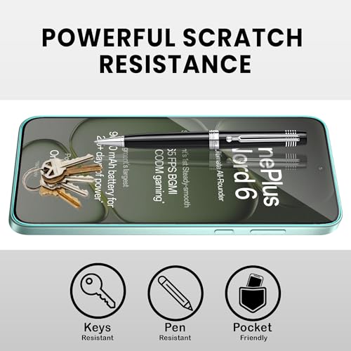 Image of ArmourPro Military-Grade Tempered Glass for OnePlus Nord 6-9H Anti Scratch, Edge-to-Edge Coverage, HD Clarity, Smooth Touch, Case Friendly, Easy Installation Kit with Cable Protector