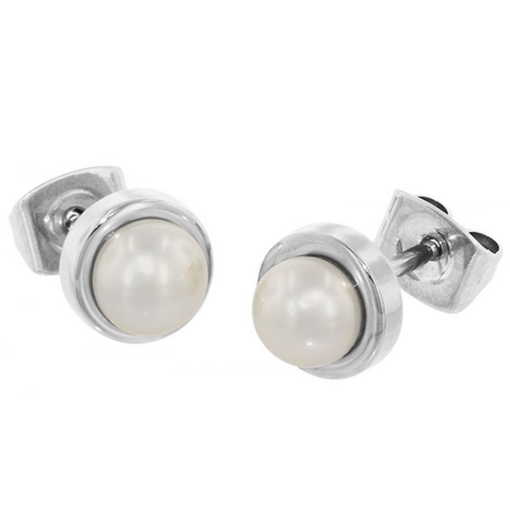 Boccia Damen-Ohrstecker Titan Perle weiß - 0594-01