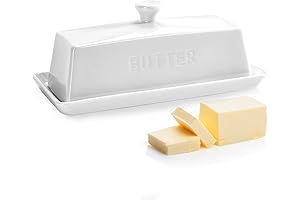 WERTIOO Ceramic Butter Dish Holder with Lid and Handle
