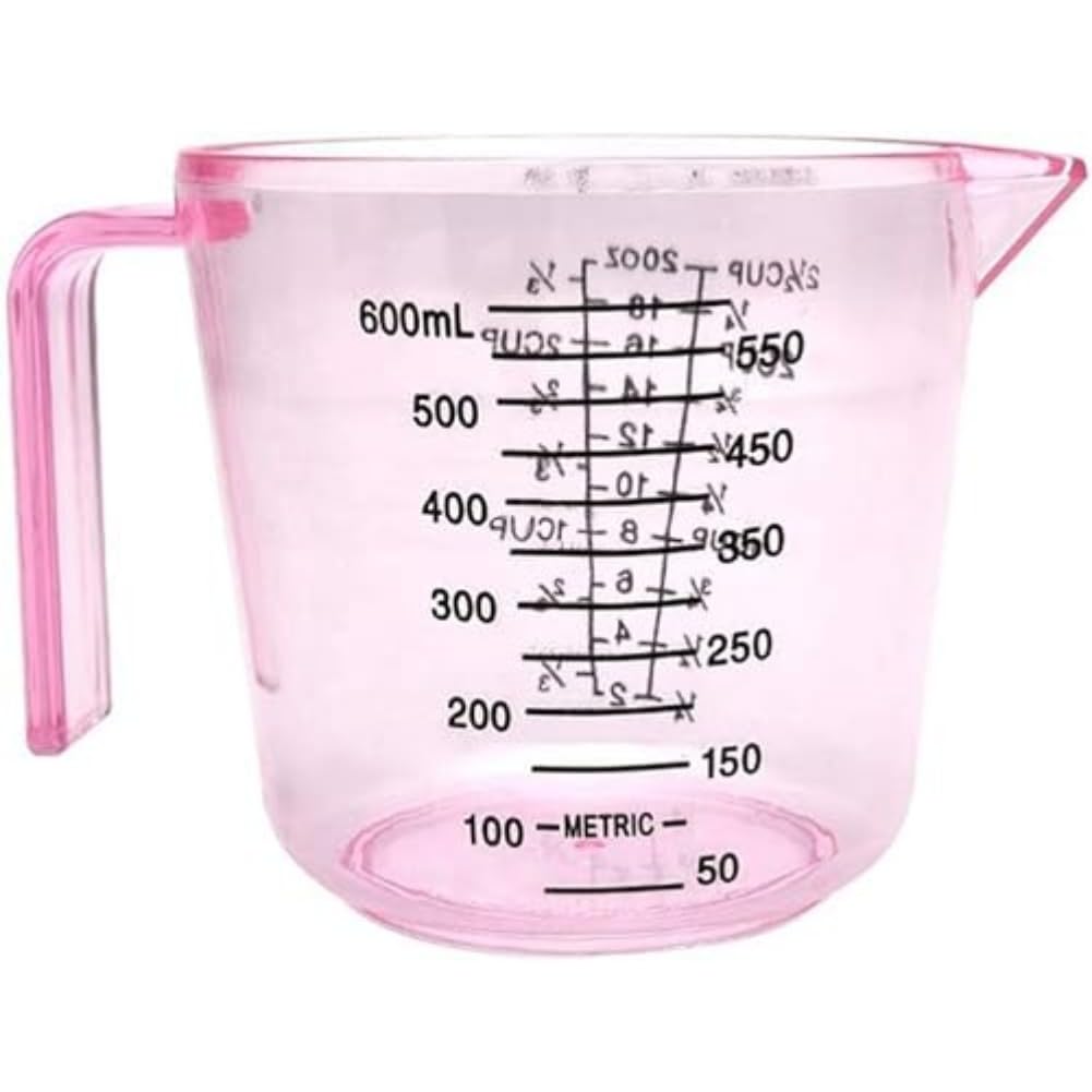 600ml Clear Measuring Jug,Multi-Purpose Baking Cooking Measuring Cup,with Easy-to-Read Scale and Handle (Pink)