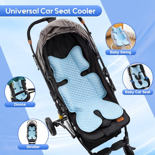 Image of Baby Car Seat Cooling Pad, Mink Dot Carseat Cooler for Girls Boys, Stroller Cooling Cushion with 3D Breathable Mesh, Multifunctional Infant Insert Liner for Summer