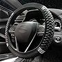 Bling Car Steering Wheel Cover, 20 Inch Colorful Leather Rhinestones Steering Wheel Protector, Universal Non-Slip Elastic Steering Wheel Cover, Suitable for Most Cars, SUVs Accessories (Black)
