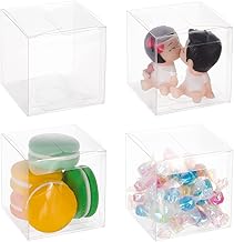 BENECREAT 50 PCS Scatola Pieghevole Scatola di Plastica 7x7x7cm Contenitore Regalo Trasparente Contenitore di Cioccolato Dolce per Festa Compleanno Nozze