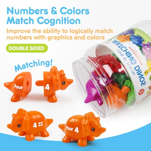 Image of USATDD Numbers Matching Dinosaur Toy 1-10 Counting Sorting Game Double-Sided Dino Fine Motor Toys Number Recognition Learning Toy, Christmas Stocking Stuffers for for Kids Boys Girls