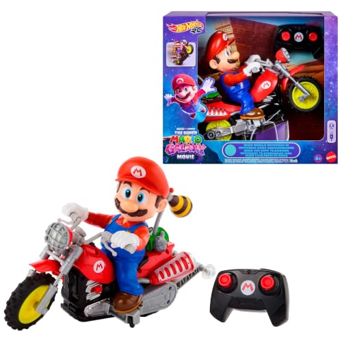 Miniatura 7 de Hot Wheels Mario Wheelie Motocross RC, Moto de Control Remoto