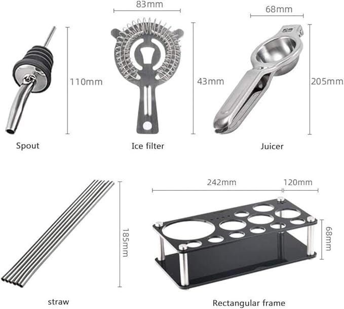 Kit de Bartender Coctelera con Soporte Bambú 19 Piezas miniatura 8