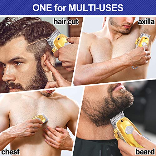 Powerful Hair Clippers for Men Hair Cutting Kit Professional Cordless Rechargeable Hair Beard Trimmers Mens Grooming Set LED Display Gold - Thumbnail 4