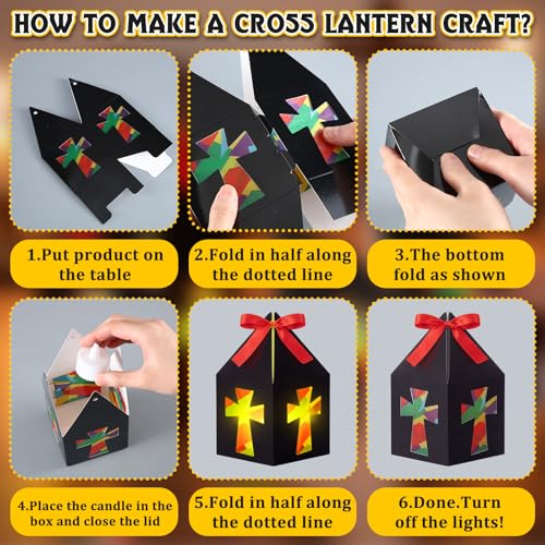Simgoing 15 Sets Sunday School VBS Lanterns Centerpieces 2026 VBS Illumination Theme Cross Lanterns Christian Decorations Paper Boxes with Ribbon and LED Candles for Church Sunday School Activities by Simgoing - Image 7