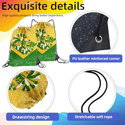 Cheer Drawstring Backpack Cheerleading Drawstring Gym Bag Cheerleader Gifts for Cheerleader (Gold&Green,1 Pcs)2