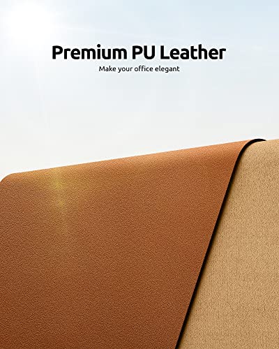 Image of YSAGi Leather Desk Mat, Large Mouse Mat, 60 x 35 cm, Brown | Non-Slip Desk Pad, Keyboard Mat, Waterproof Table Protector Desk Accessories for Office & Home
