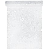 Länge: 5 m Tischläufer Tüll Glitter 30cm x 5m weiß Tüllstoff Tischdecke Hochzeit Dekostoff Deko