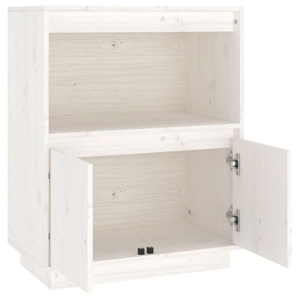 vidaXL Aparador Entrada Acento Pasillo Vestíbulo Recibidor Auxiliar Decoración Dormitorio Salón Mueble de Madera Maciza de Pino Blanco 60x34x75 cm