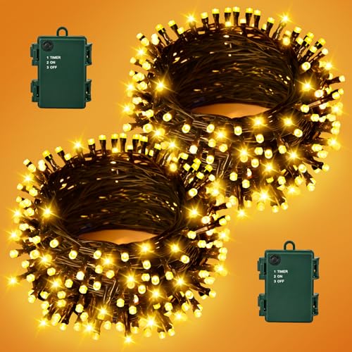 Gcstnn Lichterkette Batterie Außen, 2 Stück Insgesamt 10M 100LED...