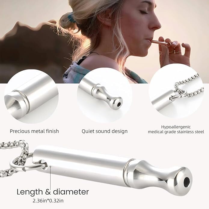 Mindfulness Breathing Necklace, Stress Relief, Stainless Steel Necklace for Deep Breathing Reminder, Anxiety Reducer for Women Men Gift2