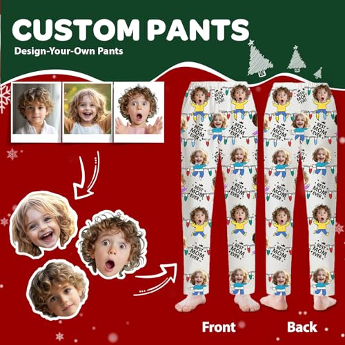 Bemaystar Custom Pajama Pants ，Personalized Funny PJ Pant Design with 3 Photos,Personalized Gifts for Men Women Pet3