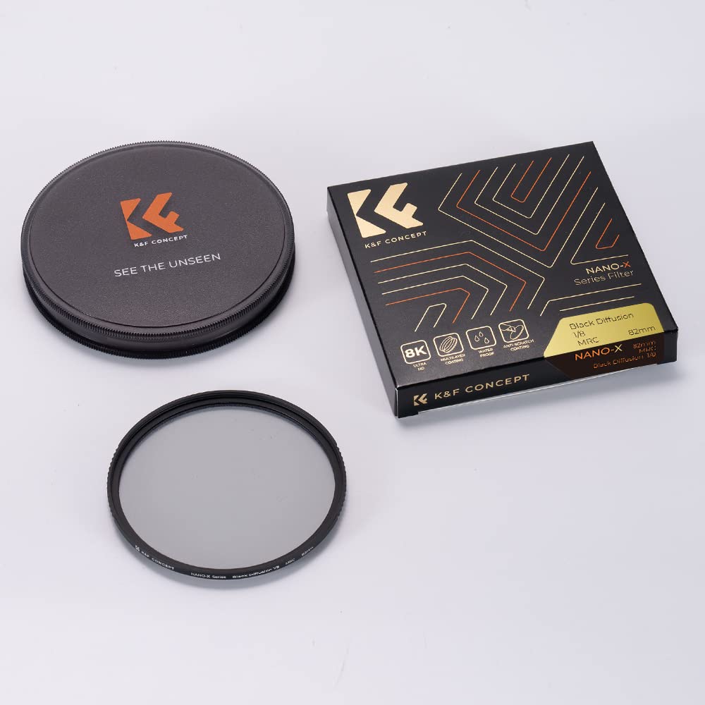 K&F CONCEPT Filtre Black Diffusion 1/8 49mm Black-Mist Haute-définition Résistant à l'eau Anti-Rayures Antiréfléchissante pour Objectif Appareil Photo Numérique