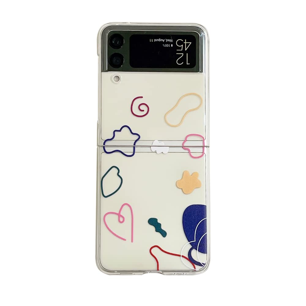 Cute Art Line Graffiti Clear Hard PC Phone Case for Samsung Galaxy Z Flip 3 Cover Folding Display Fashion Skin for Galaxy ZFlip3